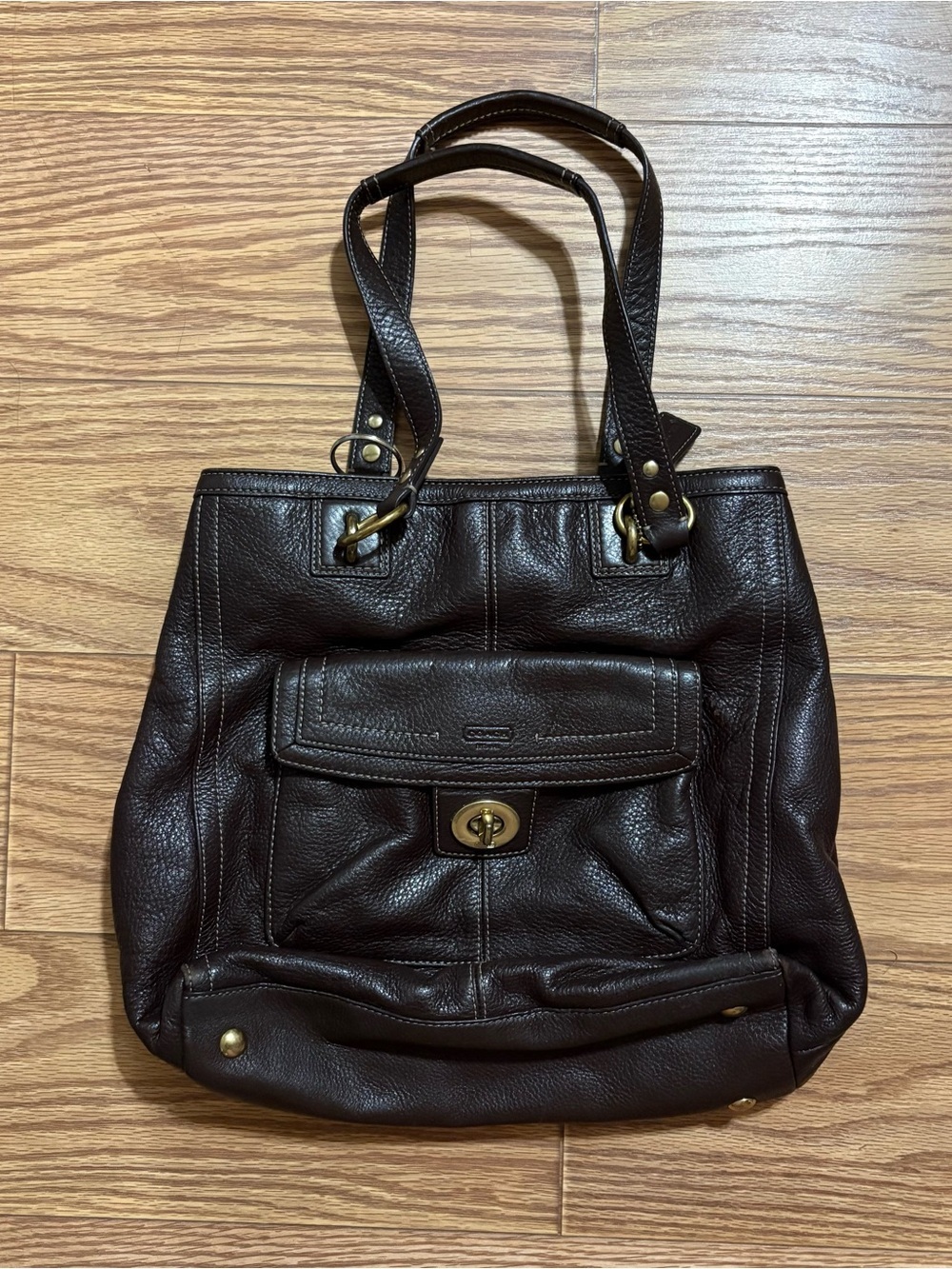 Coach Penelope Brown Pebbled Leather Shoulder Bag Purse